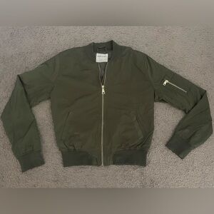 Tilly's Heart and Hips Army Green Zip-Up Bomber Jacket